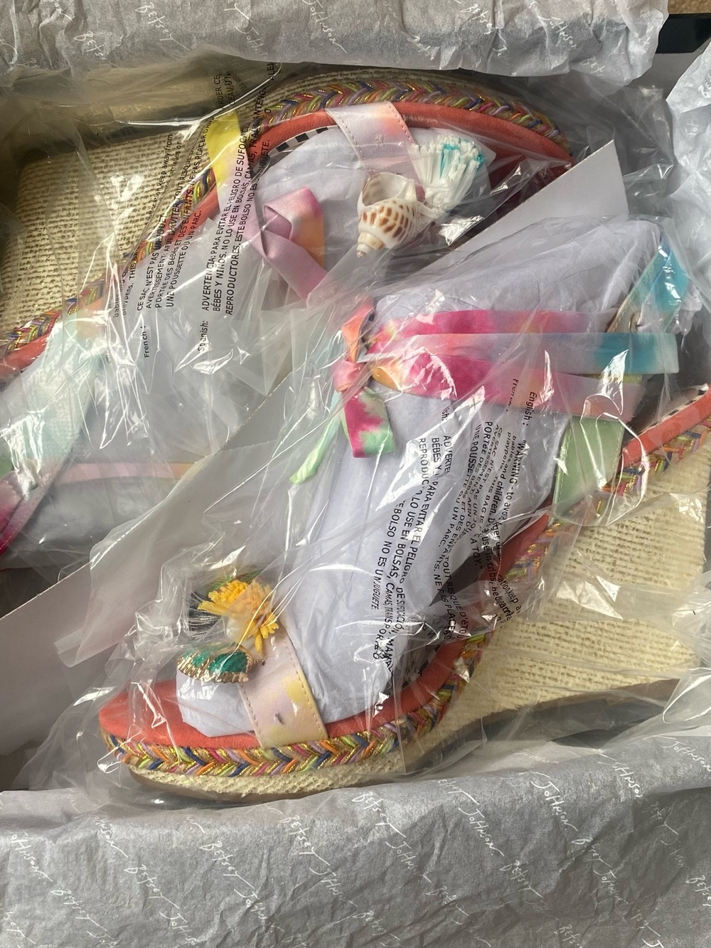 Betsey Johnson Izzi - Coral multi Espadrille Sandal -Size 10